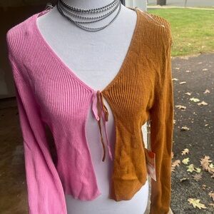 NWT HAZEL MOON SPLIT COLOR OPEN CARDIGAN